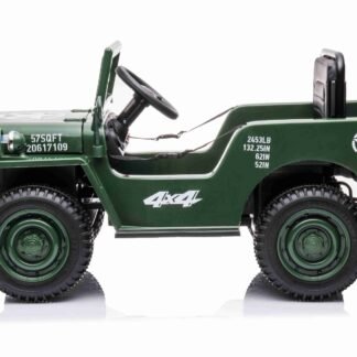 JEEP USA MILITAR LITTLE VERDE 12V, 1 PLAZA, RUEDAS EVA, 4 MOTORES 12V, RC,   INDA227-LEG6950847